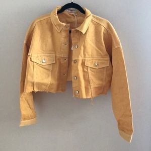 Boohoo Cropped Oversized Mustard Jacket NWT
